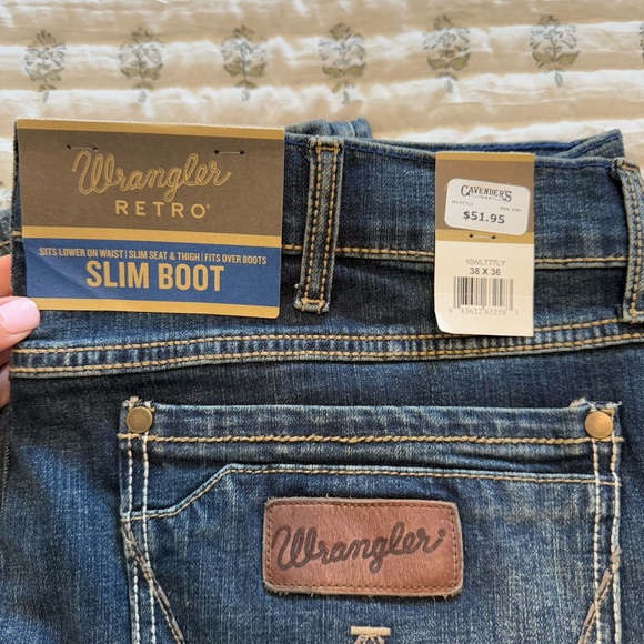 Wrangler Retro men’s Slim Boot Cut Jeans - Dark Blue - Picture 1 of 6